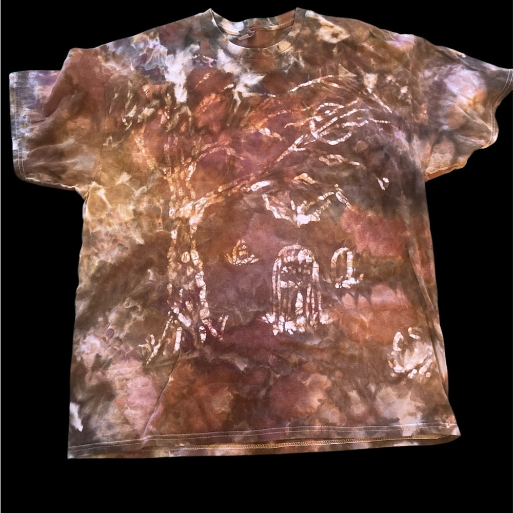 Artistic Brown Graveyard Tie-Dye Short Sleeve Tee